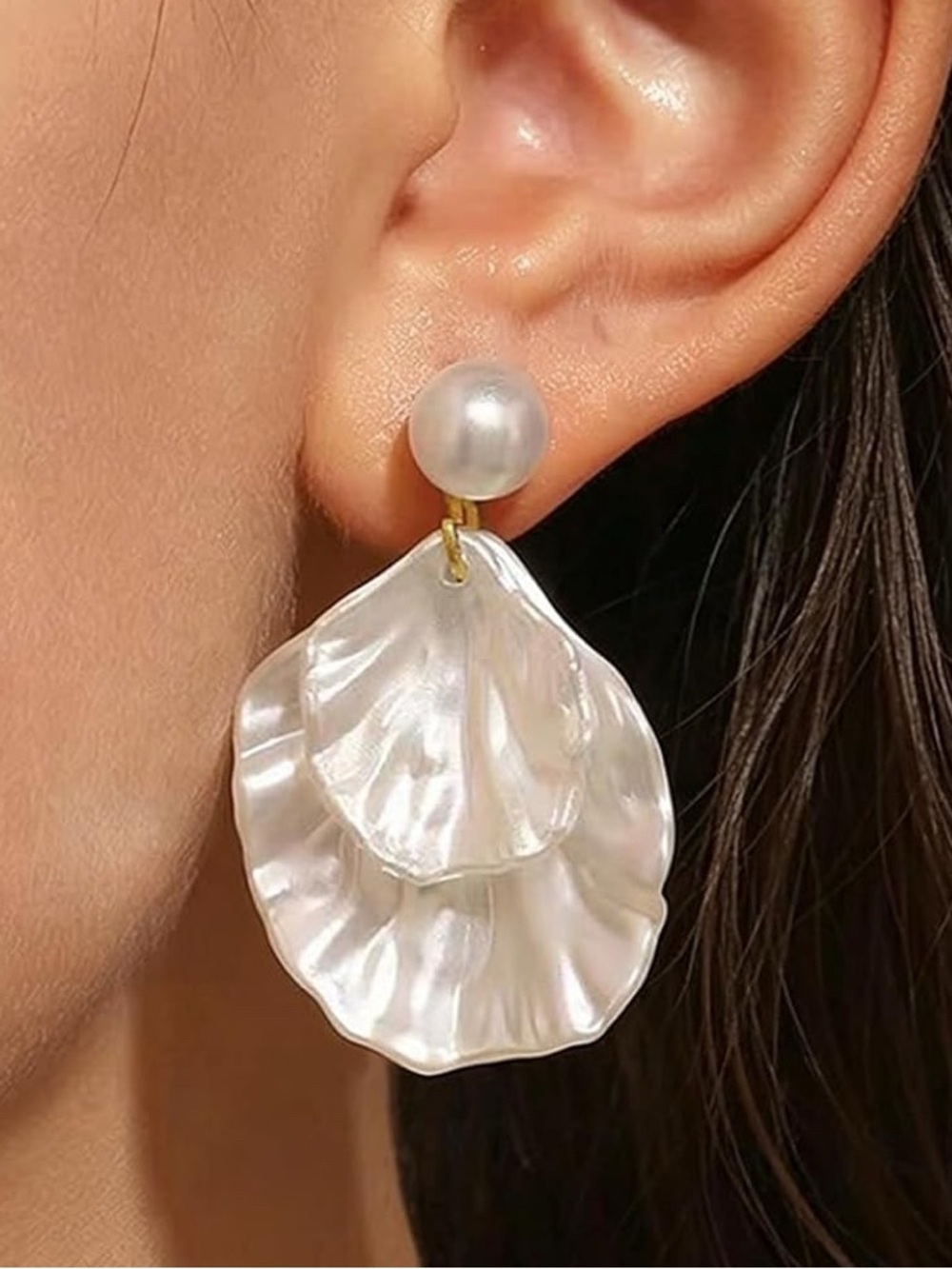 Pearl Drop Shell Dangle Earrings